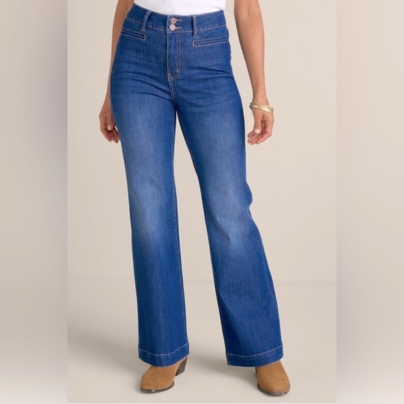 Soft Surroundings The Ultimate Denim Trouser Jeans 10 Petite - Picture 3 of 12